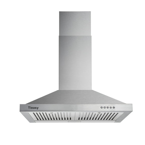 Joeaonz 30-Inch Wall Mount Chimney Hood with Stainless Steel Grease Filters and LED Bulb, 450 CFM Exhaust Vent