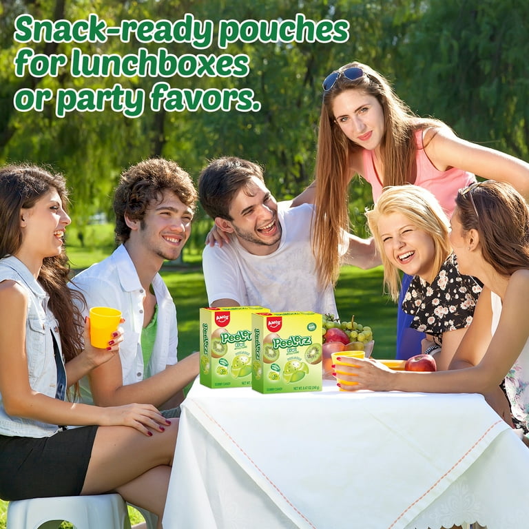AMOS Peelable Gummy Candy, Kiwi Flavor, Made with Real Fruit Juice