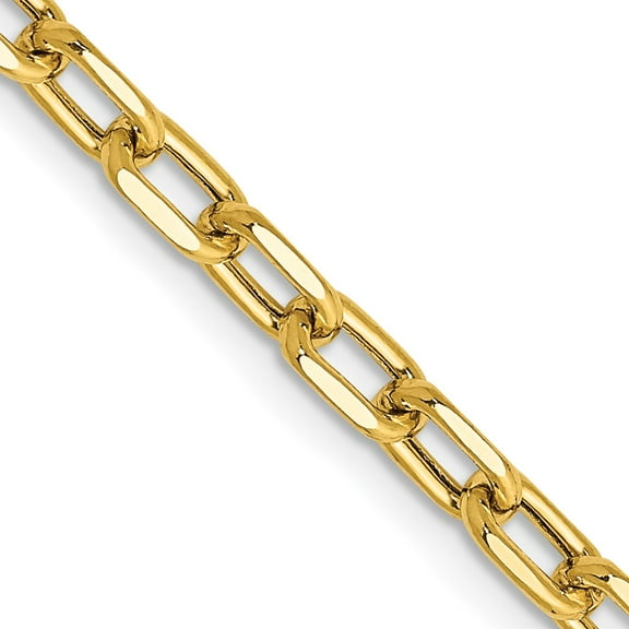 14K Yellow Gold Cable Chain Styles Necklace 18 inch 3.7 mm Semi-Solid Diamond-cut Open Link with Lobster Clasp