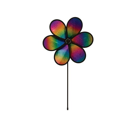 Colorful Flower Spinners Set Of 5 6-Petal Rainbow Whirl Flower Spinner, 12-Inch, In The Breeze item #2872 - 6-Petal Rainbow Glitter Flower Spinner is made with colorful rainbow.., By In the Breeze ()