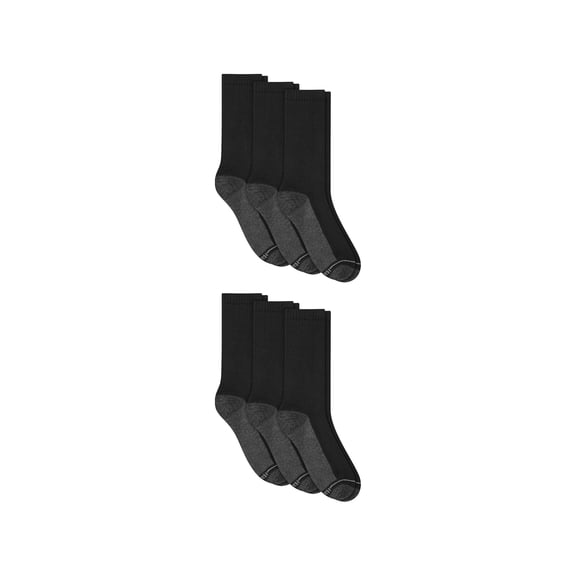 Hanes Ultimate Men's Ultra Cushion Crew Socks, 6-Pairs Black 6-12