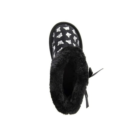 Muk Luks 0015021001-2 Girls Madison Butterfly Boots, Black & Butterfly - Size 2