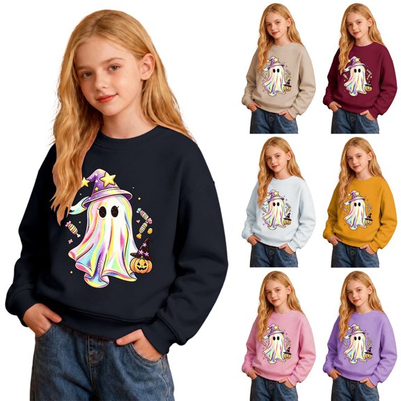 Gyexs Big Girls Halloween Shirts Fall Winter Clothes, Halloween Graphic Tees, Festival Outerwear