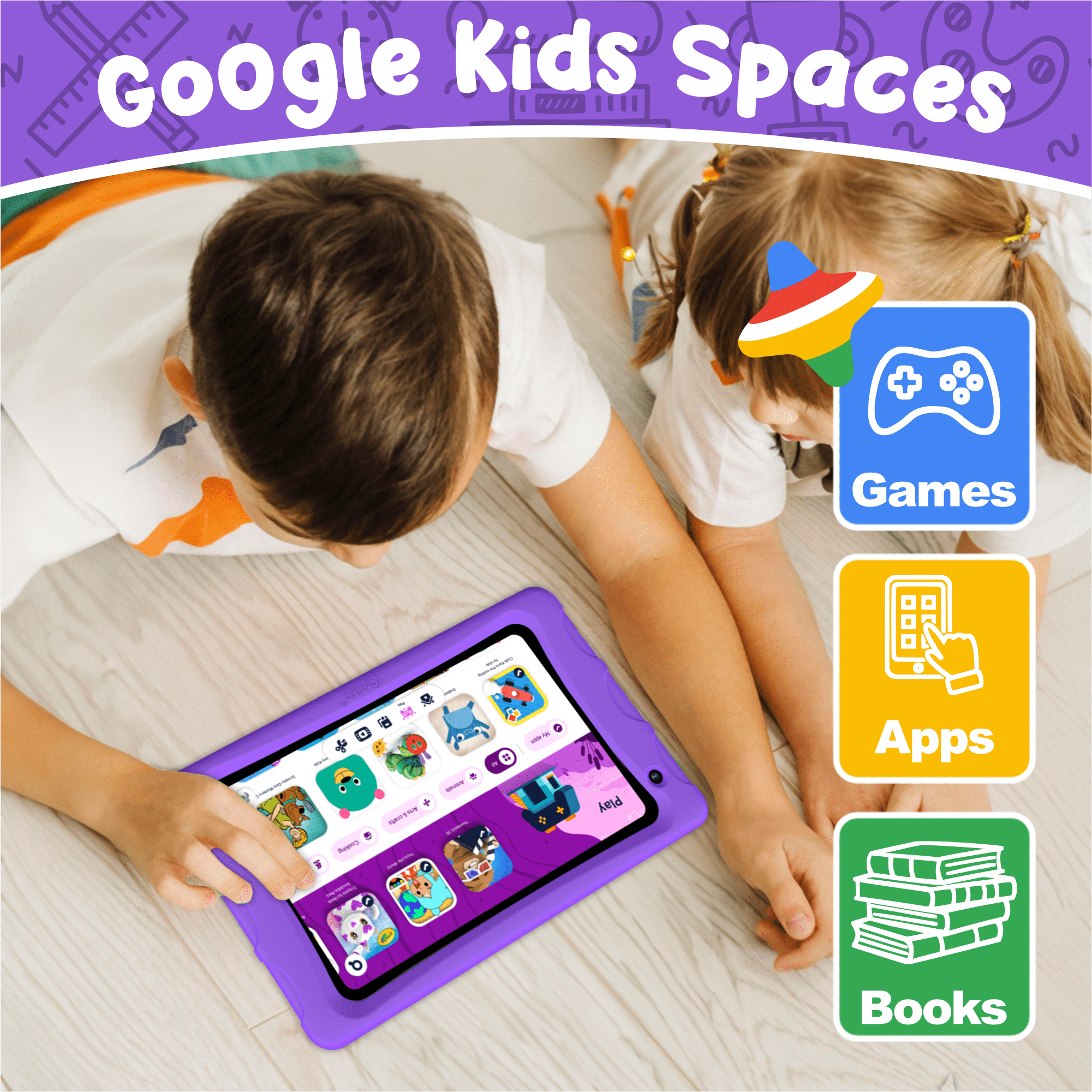 Contixo K80A Kids Tablets, Education Tablets for Kids with Kid-Proof Tablet Case, 8”, Purple