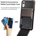 thumbnail image 2 of Case for iPhone XR Case Wallet ID Slot Credit Card Holder Spring Pocket Scratch Resistant Dual Layer Protective Bumper Rugged TPU Rubber Armor Hard Shell Cover for iPhone XR 10R (Gun Color), 2 of 8