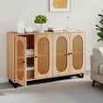 thumbnail image 4 of Costway 50" Buffet Cabinet with 4 Rattan Doors Adjustable Shelves Metal Legs Dining Room, 4 of 10