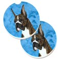 thumbnail image 1 of Blue Brindle Cropped Eared Boxer Set of 2 Cup Holder Car Coaster, 1 of 1