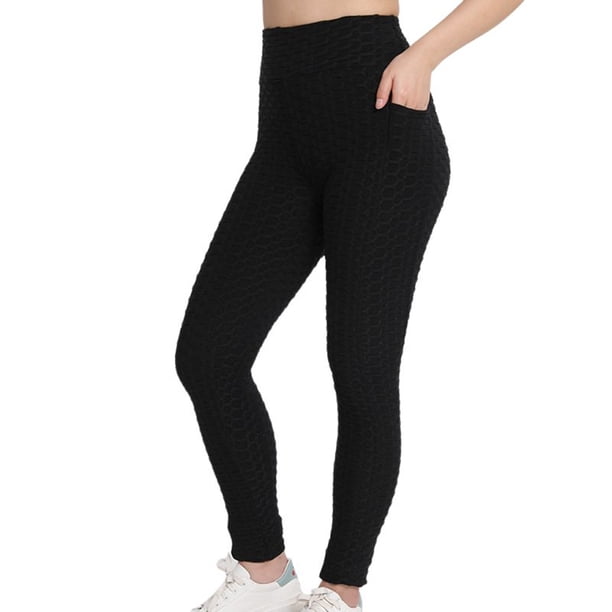 Pantalones de yoga de cintura alta para mujer: realzan los glúteos, leggings con bolsillos, tejido elástico, ideales para fitness/casual, tallas S-XXL