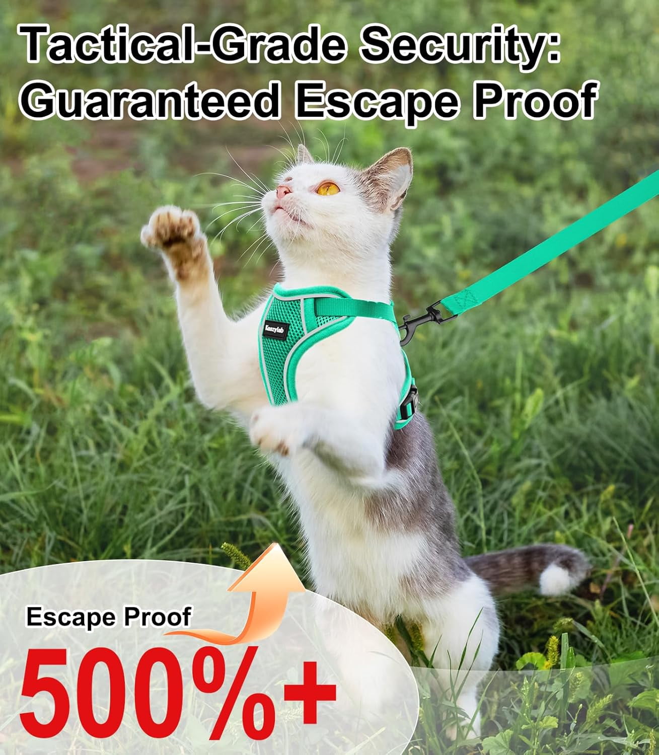 Cat Harness and Leash for Walking Escape Proof Soft Adjustable Cat Leash Breathable Comfortable Vest Easy to Wear Kitten Harness for Outdoor Travel (Emerald, S (7-12lb))