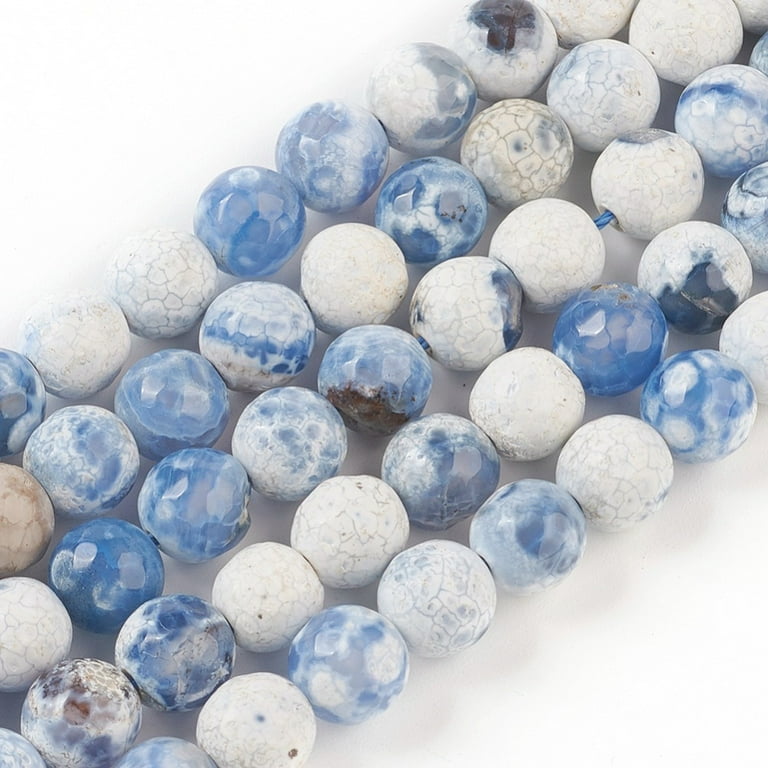Approx. 14 Strand 8mm Faceted Fire Crackle Agate (Dyed/Heated) Round  Beads, Blue