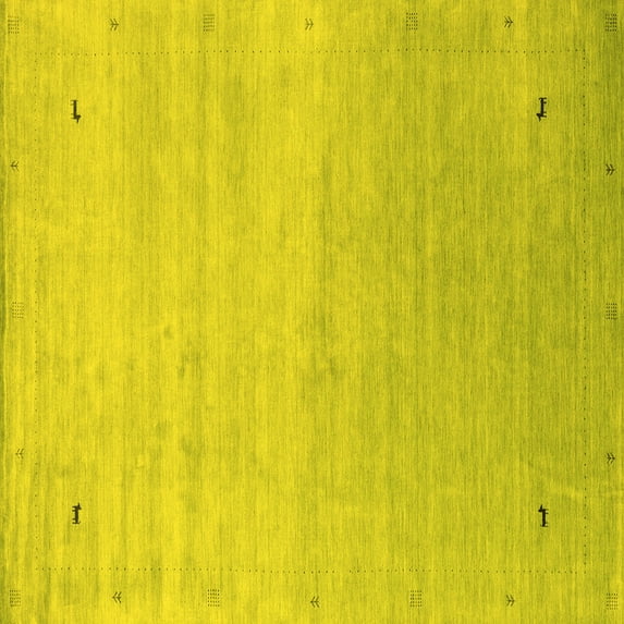 Ahgly Company Machine Washable Indoor Square Abstract Yellow Contemporary Area Rugs, 3' Square