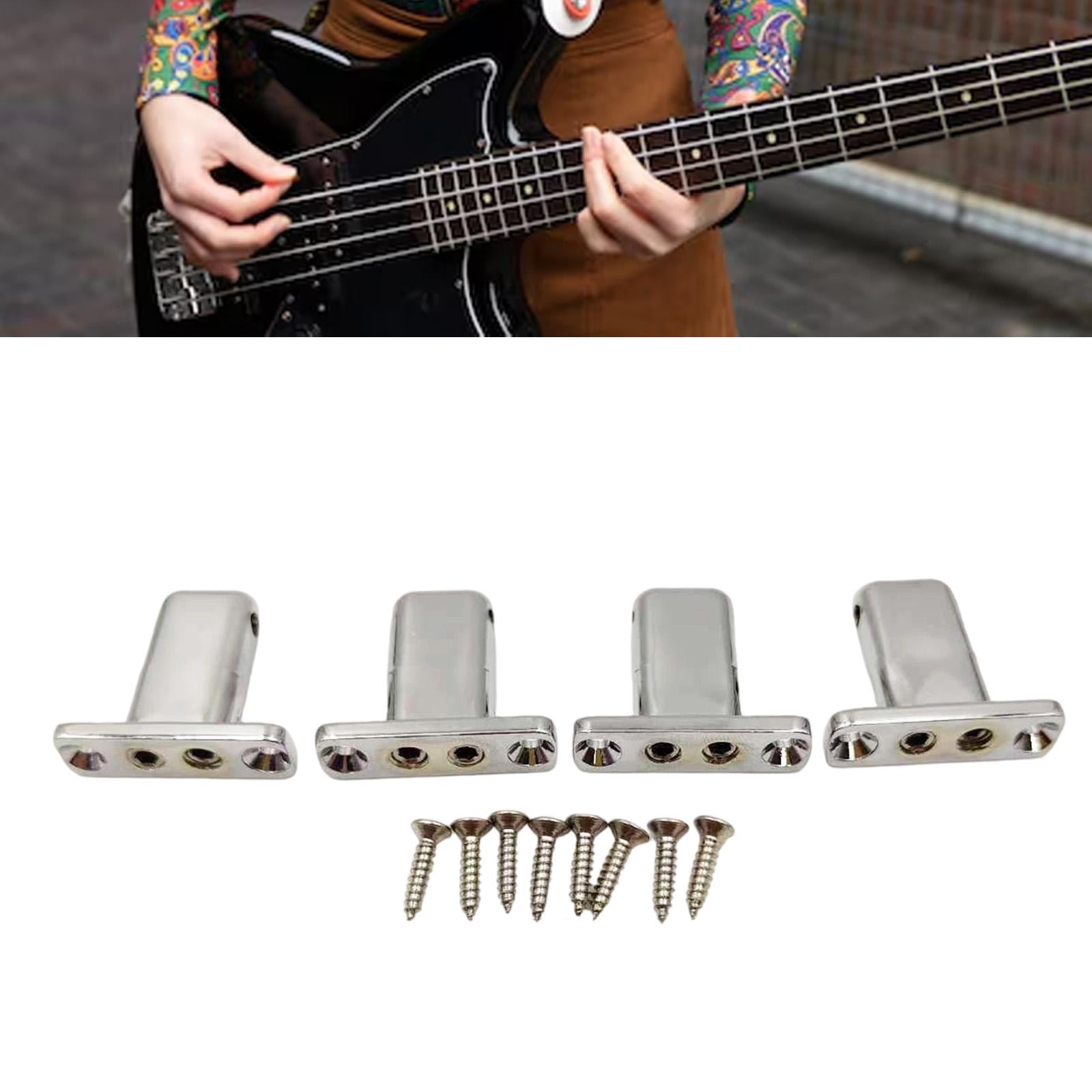JWQFBC 4 String Electric Guitar Nut Locking Bridge with Mounting Screw for DIY Projects Gray