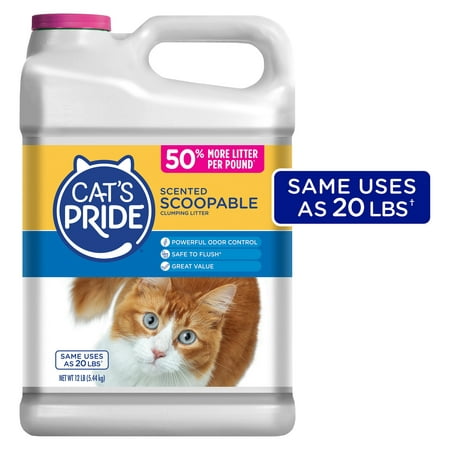 Cat’s Pride Scoopable, Scented Lightweight Clumping Litter, Flushable, 12 (Best Flushable Cat Litter)