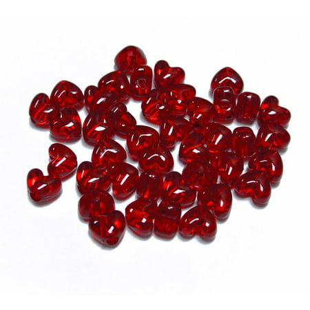 JOLLY STORE Crafts Transparent Ruby Heart Shaped Pony Beads, Made in USA