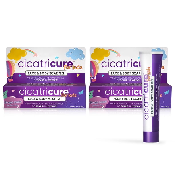 Gel para cicatrices Cicatricure para niños, aroma a uva, 28 g, paquete de 2