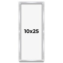 10x25 Frame Silver Whitewashed Wood Grain Solid Wood Shadow Box | 0.75 Inch Moulding Width | 0.75