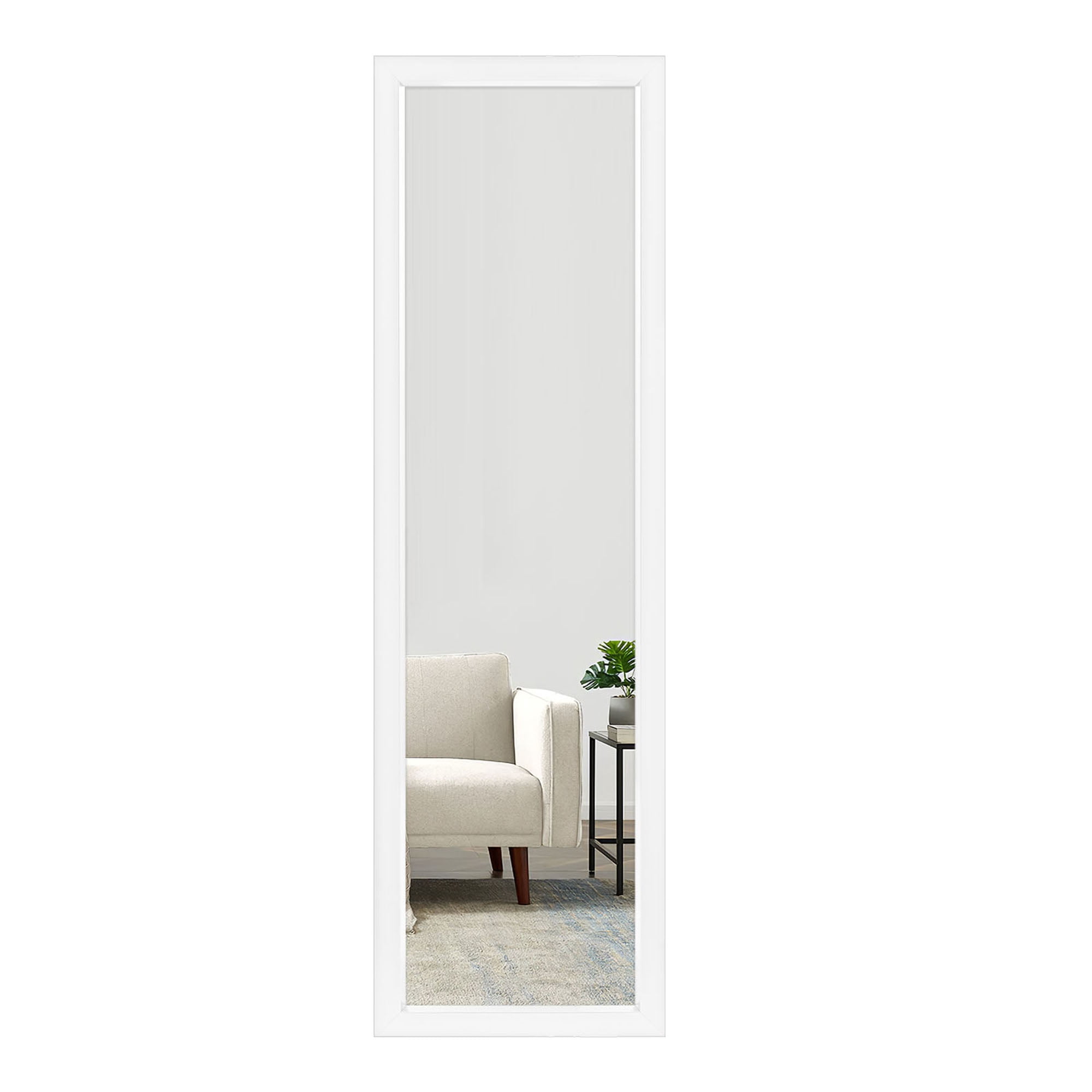 Full Length Mirror Floor Wall Mounted Leaning Hanging Rectangle White 55"x16"