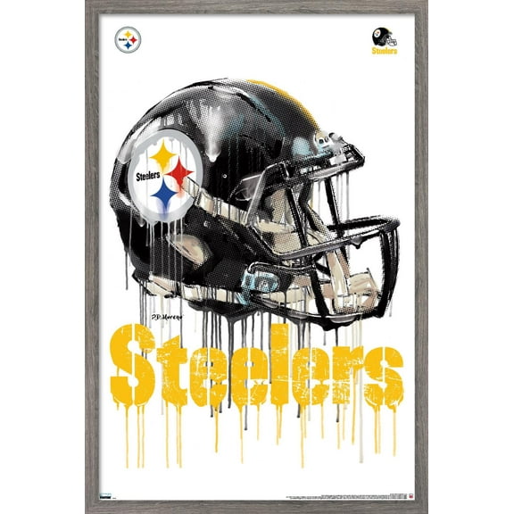 NFL Pittsburgh Steelers - Drip Helmet 20 Wall Poster, 22.375" x 34", Framed