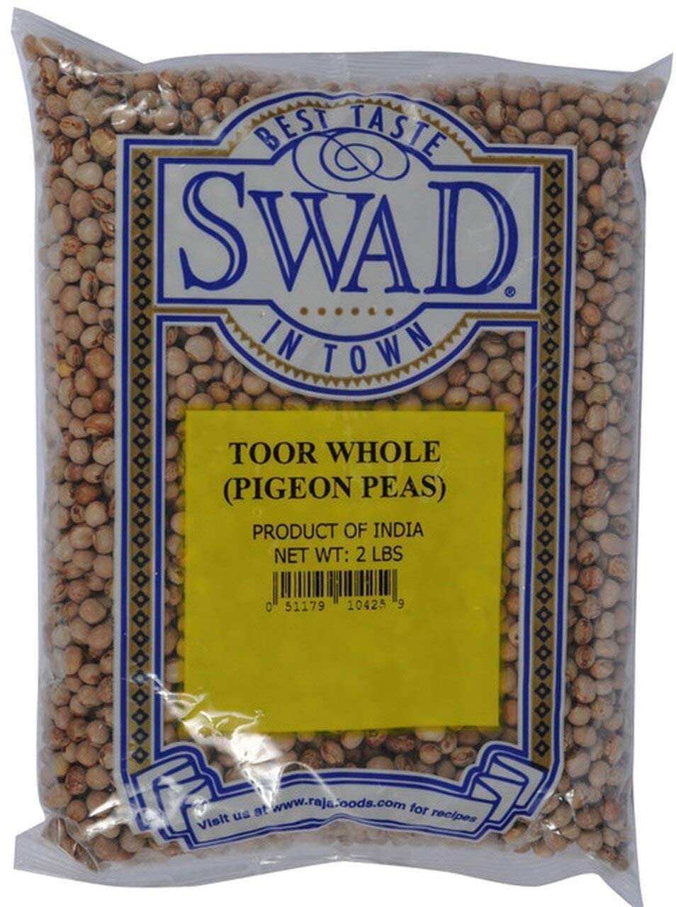 Swad Toor (Pigeon Peas) Whole, Indian Groceries 2lb., 908g.