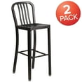 thumbnail image 3 of Flash Furniture Commercial Grade 2 Pack 30" High Black-Antique Gold Metal Indoor-Outdoor Barstool with Vertical Slat Back, 3 of 14