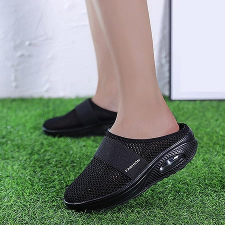 

Slippers Clearance New Style Daily Fashion Casual Baotou Mesh Round Head Women S Wedge Slippers