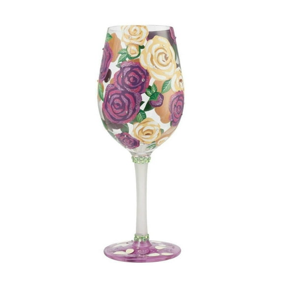 Enesco Lolita Coming Up Roses Wine Glass