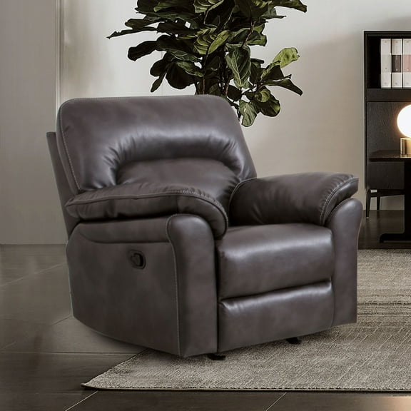 Furniture of America Rhome Upholstered Indoor Faux Leather Glider Recliner, Dark Gray