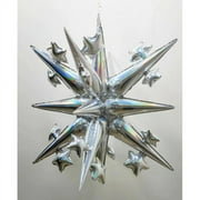 PMU 42 Inch Star Burst Galaxy Silver Mylar Balloon Pkg/25