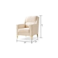 thumbnail image 2 of Luna Modern Ivory Upholstered Chair with Wooden Legs, Contemporary Living Room Accent Chair for Comfortable Seating, 2 of 5