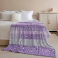 thumbnail image 3 of Flannel Fleece Throw Blanket Purple Gradient Stripes Dots Lightweight Soft Plush Blankets,Line Geometric Cozy Warm Throw Blanket for Couch Sofa Bed Car Office All Season Use 40x50in, 3 of 9