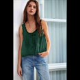 thumbnail image 4 of Blusas de Verano Bohemias con Lazo Frontal para Mujer, Blusas Playeras de Encaje con Botones, Sin Mangas, de de , Y2k 2025, Verde Tinta, Talla M, 4 of 6