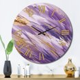 thumbnail image 1 of Designart "Dynamic Abstractions in Purple and Gold II" Abstract Oversized Wall Clock, 1 of 6
