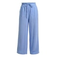thumbnail image 4 of VNKIDY Womens Elastic Waist Drawstring Wide Leg Lightweight Crinkled Pants With Side Pockets Casual Loose Fit Trousers For Summer Beach Days Cozy Pants, 4 of 4