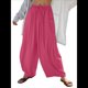 thumbnail image 3 of Pantalones Palazzo Harem Informales Holgados con Cordón para Mujer, para Verano, Playa, Viajes, Vacaciones, con Bolsillos. Rosa Roja XL, 3 of 6