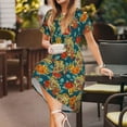 thumbnail image 3 of Rateoe Skull And Flowers Pattern Women’s Short Sleeve Dress – Casual Elegant Summer A-Line Dress for Everyday Wear, 3 of 6