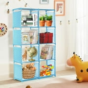 Portable Bookshelf 8/9 Cube Storage Organizer 5 Shelf Bookcase 49*31.5*12 inch Kid Adjustable Bookcase DIY Square Organizer Shelving for Home Office Bedroom