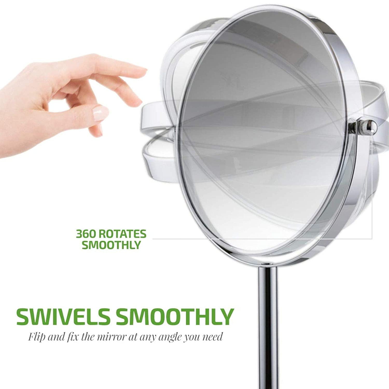 Ovente 7" Tabletop Round Makeup Mirror with Stand, 1X & 7X Magnifier, Polished Chrome MNLCT70CH1X7X