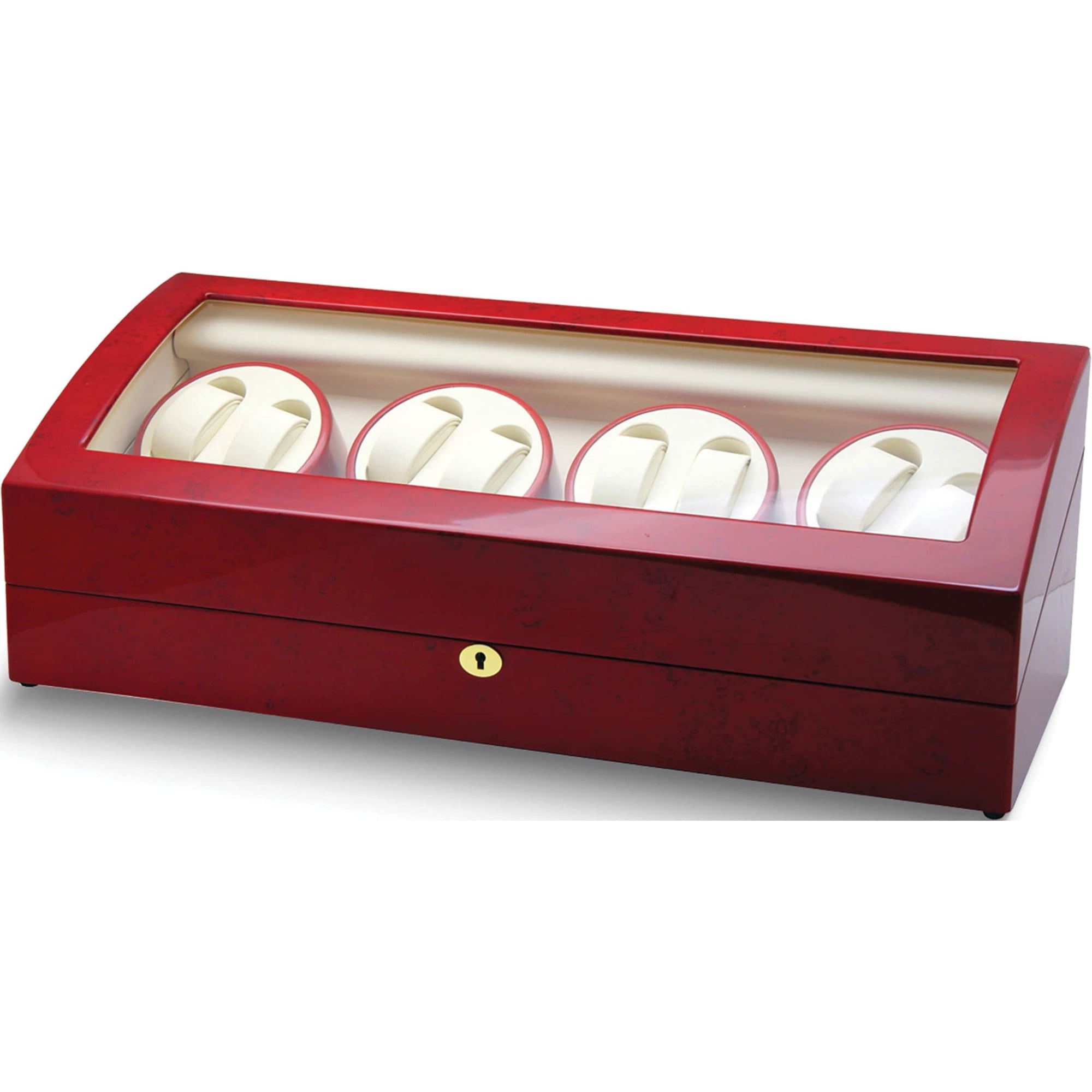 Fashion Rotations High Gloss Red Burlwood Finish 8-Watch Winder (25 X 10.5) Made In China gm13141
