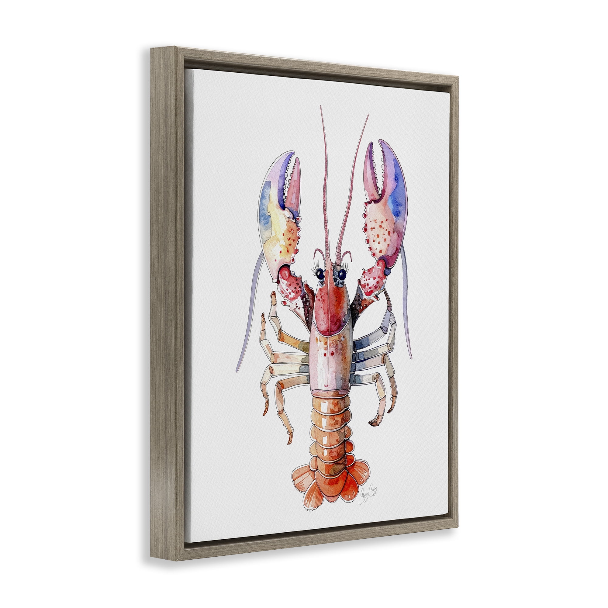 Stupell Industries Coral Claw Lobster Brown Framed Floater Canvas Wall Art, design by Shelly Craig