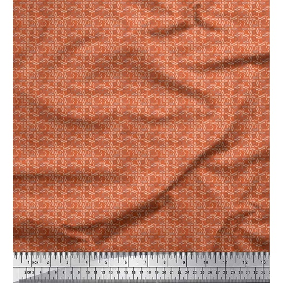 Soimoi Polyester Crepe Fabric Geometric Small Printed Craft Fabric by The Yard 42 Inch Wide