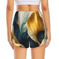 thumbnail image 3 of Picia Golden Blue Leaf Design Pattern Women's 2 in 1 Athletic Running Shorts High Waisted Workout Casual Gym Sweat Shorts with Comfy Liner Zipper Pockets-XX-Large, 3 of 9