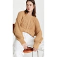 thumbnail image 2 of Free People Womens Dream Cable Crew Large Classic Camel, 2 of 5