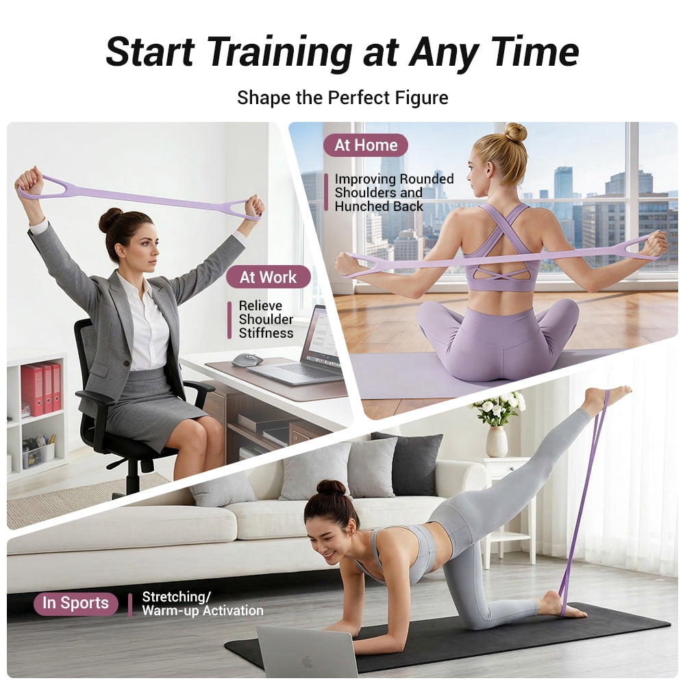 CURSOR FITNESS Seamless 8-Shape Silicone Resistance Bands with Dual-Strand & Massage Handles – Full Body Workout for Home