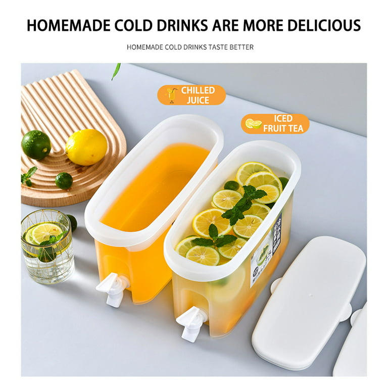 Cool Drink Dispenser Fridge Kettle With Lid & Tap Removable Strainer PP 4  Sizes