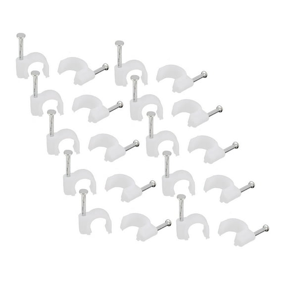 REGALWOVEN 20Pcs Wall Mounted 10mm Dia Power Cable Circle Nail Clips Fasteners