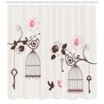 thumbnail image 3 of Ambesonne Vintage Shower Curtain, Bird Cages Keys Doves, 69"Wx84"L, Dark Brown Pale Pink, 3 of 3