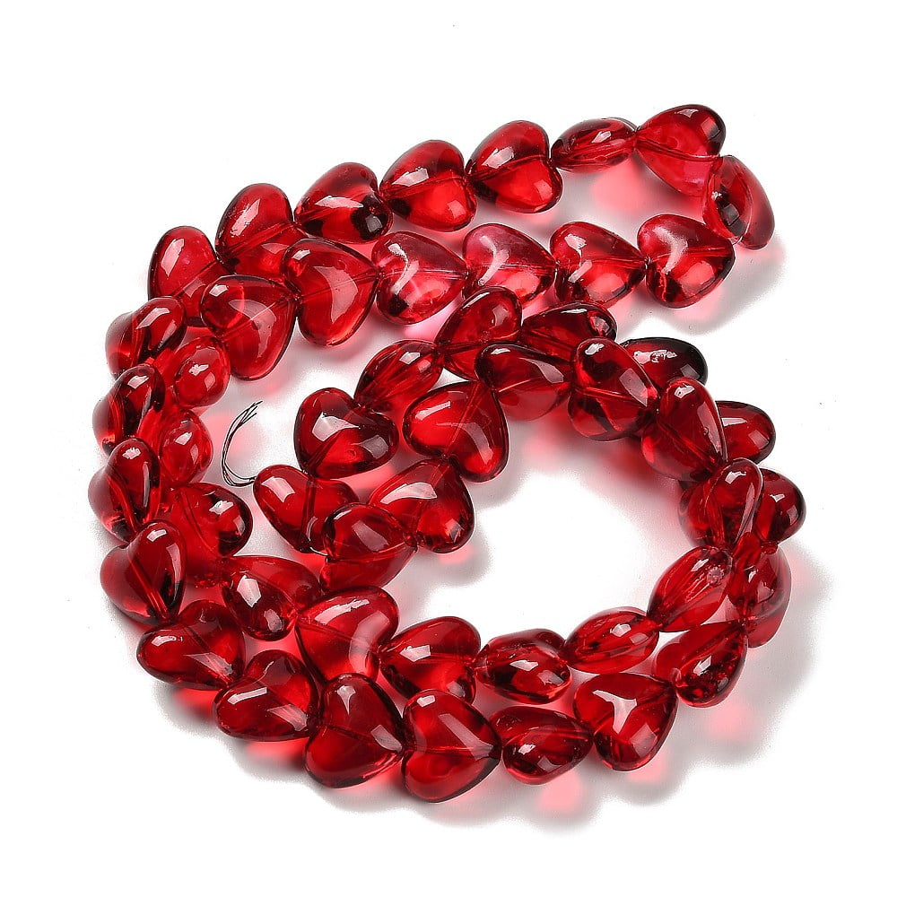 10Strand Electroplate Glass Beads Strands Heart Red 12.2x15x8mm Hole: 1mm about 50pcs/strand 23.62''(60cm)