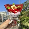 thumbnail image 5 of Artificial Flowers Crochet Flower Bouquet Preserved Flowers Crochet Roses Crochet Flowers Mother's Day Gifts Valentine's Day Gifts Handmade Crochet Flowers Red 3.94 Inch (1Pcs), 5 of 5