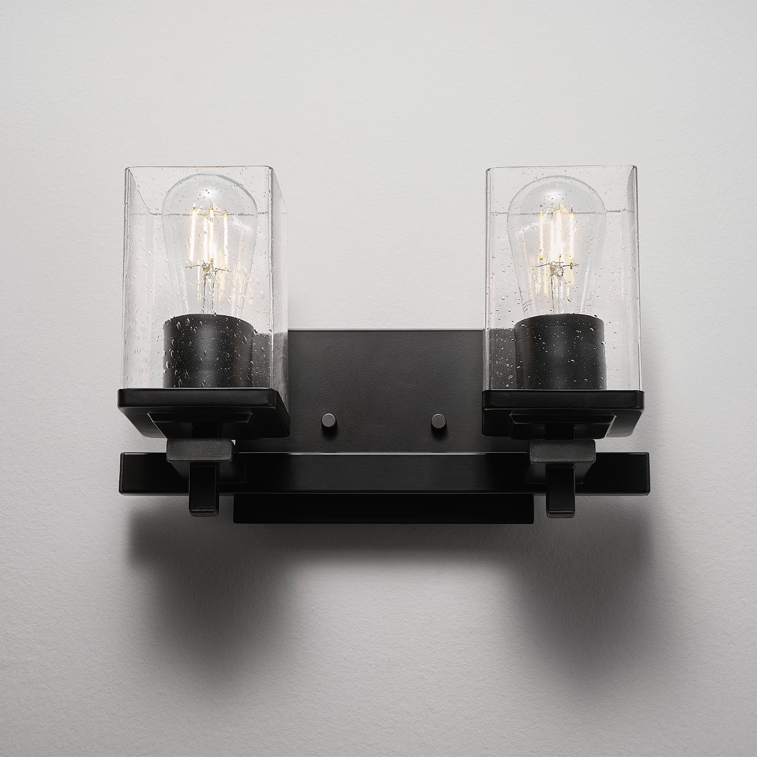 Globe Electric Upscale Industrial 3-Piece Matte Black Bathroom Accessory Set with 13" 2-Light LED Vanity Light