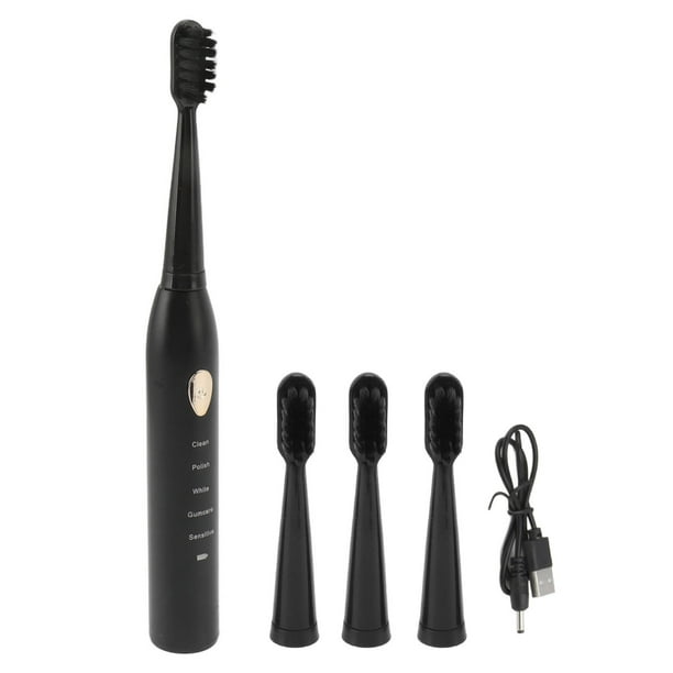 Cepillo de dientes de cerdas suaves eléctrico, cepillo de dientes eléctrico con 4 cepillos de dientes eléctricos Blanqueamiento Cepillo de dientes eléctrico recargable Rendimiento lleno de energía